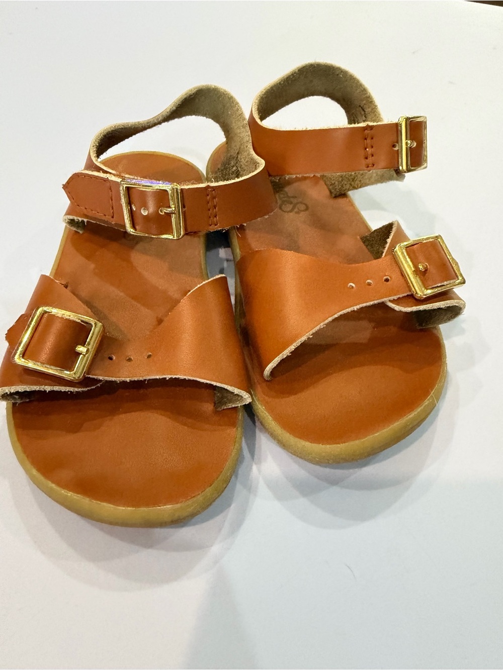 Footmates Kids Brown Leather Buckle Sandals - Adjustable Straps